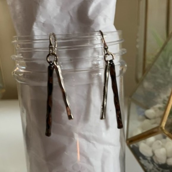 Black and Silver Metal Drop earrings - Picture 1 of 5